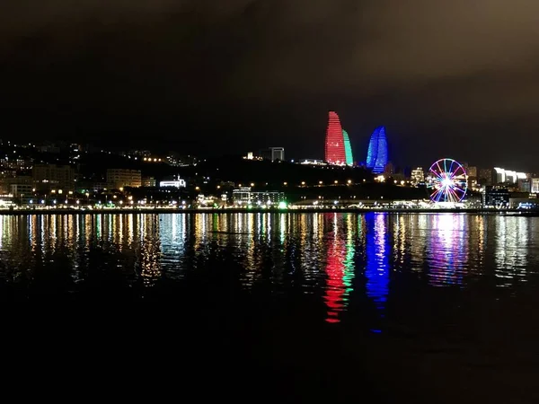 Famosas Luces Bakú Noche — Foto de Stock