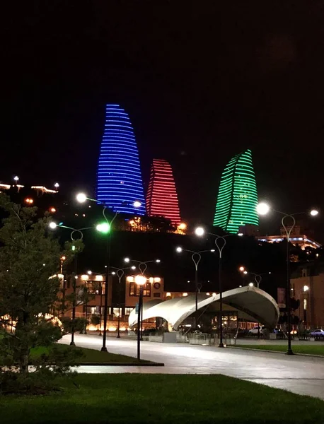View Frame Towers One Symbols Baku — Stock Photo, Image