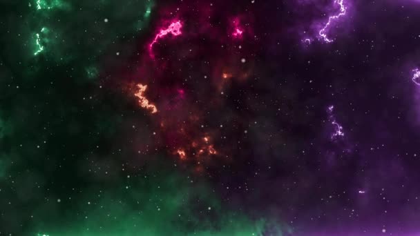 Абстрактный Фон Космос Пролет Сквозь Туманности Звезды Динамичный Разноцветный — стоковое видео