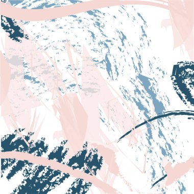 Fırça darbeleriyle son moda vektör modeli. Lekeli elle çizilmiş soyut kart