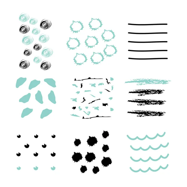 Vector Set Brush Textures Decorative Elements Hand Painted Collection — Stock Vector