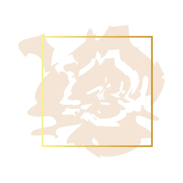 Мазки Пензля Трояндових Тонах Золота Рамка Лінії Білому Тлі Абстрактний — стоковий вектор