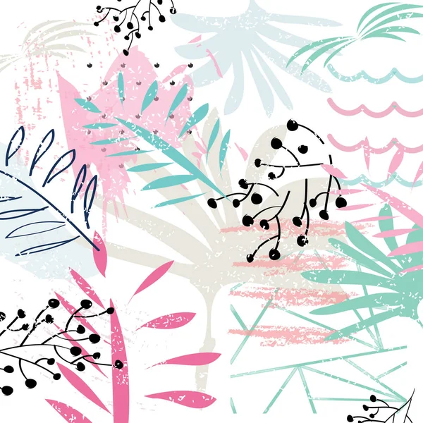 Творческая Карта Абстрактным Тропическим Фоном Модный Хипстерский Стиль Ярко Розовые — стоковый вектор