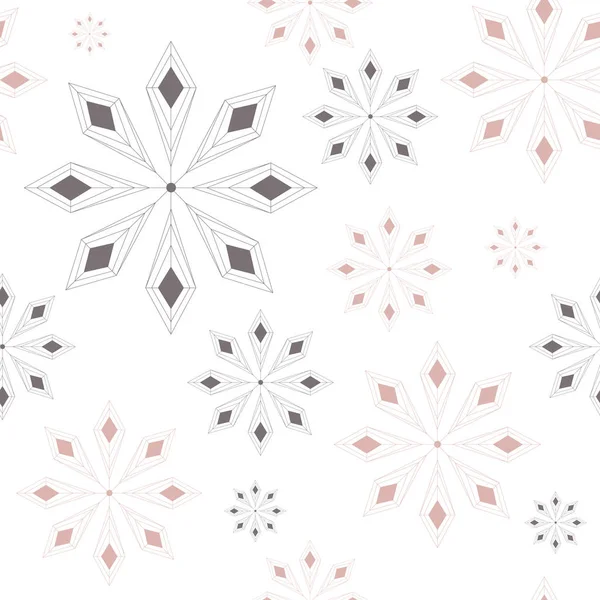 Christmas Seamless Pattern Snowflakes Abstract Background Lilac Snowflakes Vector Illustration — Stock Vector
