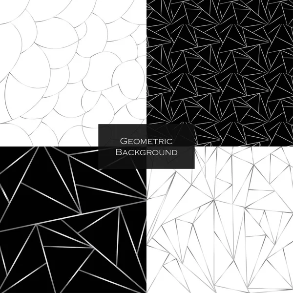 Geometric Polygonal Backgrounds Silver Gradient Patterns Splashes Vector Set — Stock Vector