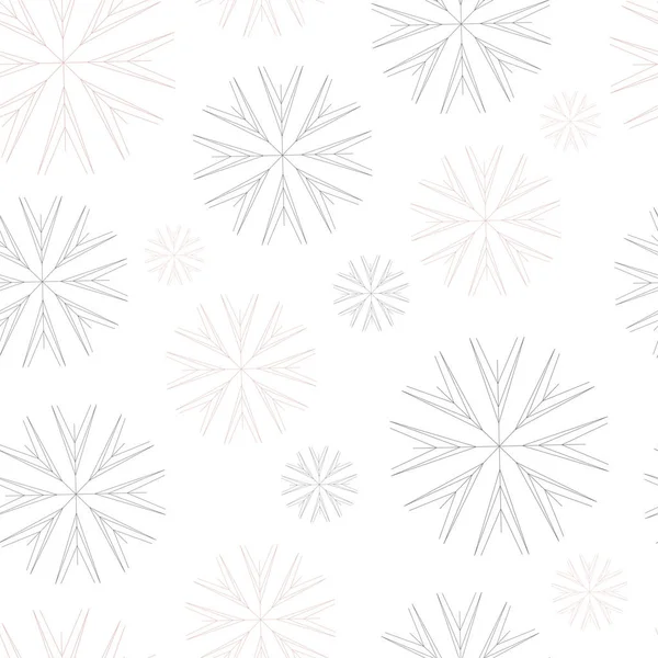 Vector Seamless Pattern Figured Ornamental Lilac Snowflakes White Background — Stock Vector