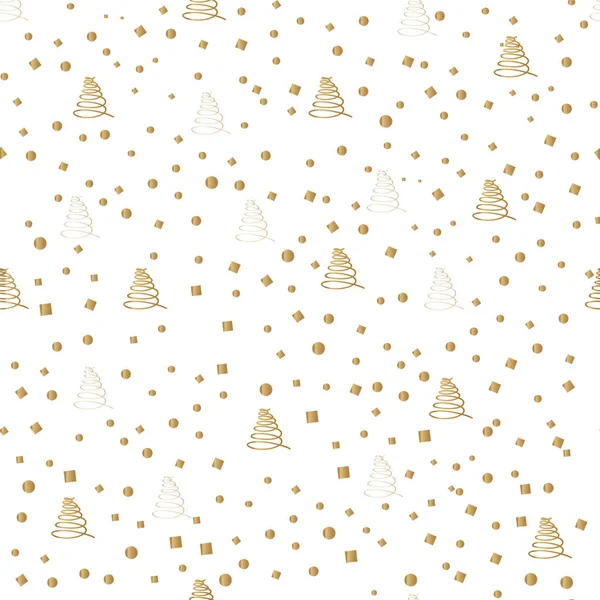 ゴールドのクリスマス ツリーとシームレスなパターンをベクトルします 抽象的なクリスマス手描き背景デザインと装飾織物 カバー パッケージ 包装紙 — ストックベクタ