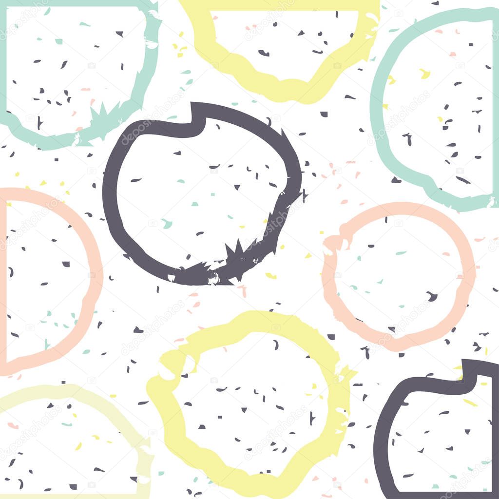 Bright contour dot pattern. Hand ink painted circles. Design element for fabric, textile, wrapping paper.