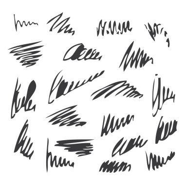 Doodle Ink brush set isolated on white background clipart
