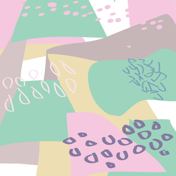 Творческие карты с абстрактными геометрическими фигурами. Модный хипстерский стиль. Пастельно-зеленые, розовые цвета. Коллаж современного искусства