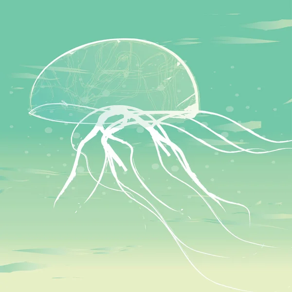 Морской Пейзаж Медузами Медузы Океане Морская Жизнь Летняя Палитра — стоковый вектор