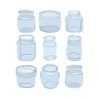 Hand draw doodle illustration with set of Glass jar . Reusable Eco life style without plastic clipart