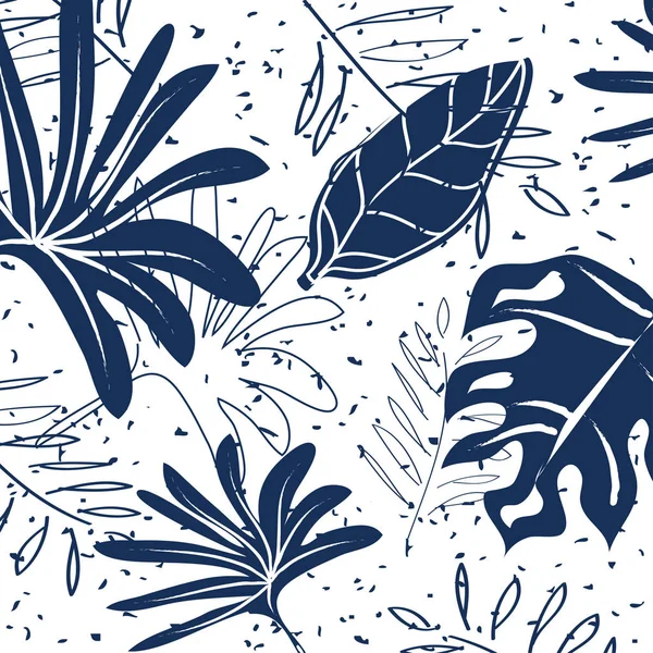 Exotisches Muster Tropischer Hellblauer Blätter Auf Weißem Hintergrund — Stockvektor