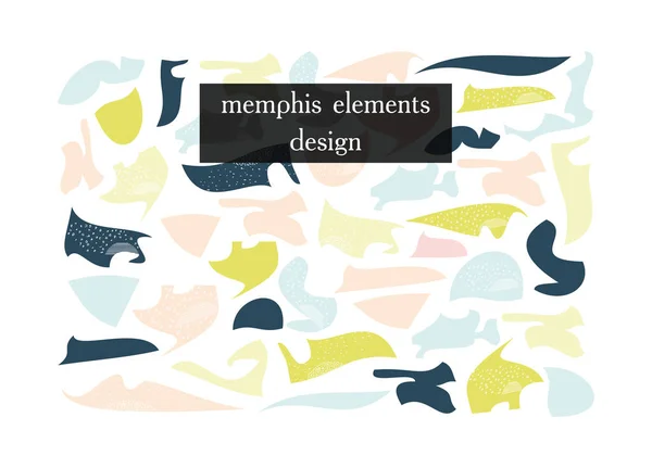 Memphis Elements Design Halmaza Elszigetelt Fehér Háttérrel Vektoros Minták Tervhez — Stock Vector