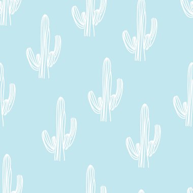 Dikişsiz kaktüs vektör çizimleri. El çizilmiş anahat kaktüs seti. Kaktüs bitkileri doğa elemanları