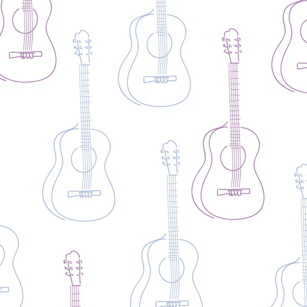 Fondo Con Imágenes Contorno Brillante Guitarras Para Postal Icono Logotipo — Vector de stock