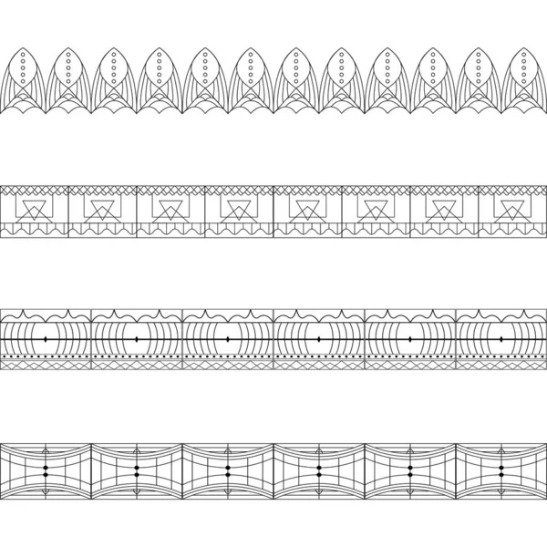 Set Black Lace Borders Ornamental Paper Lines Vector Eps10 — Stock Vector