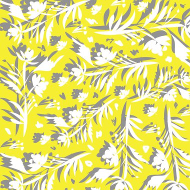 Yapraklı soyut baskı. Vektör çiçek yaprağı deseni