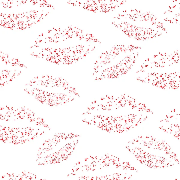 Вектор Червоний Поцілунок Безшовні Шаблон Фону Губи Друкує Обгортковий Папір — стоковий вектор