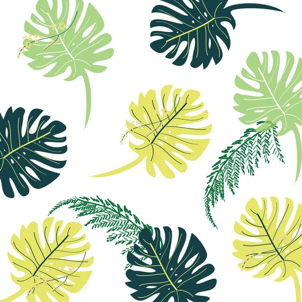 Cartão Criativo Com Folhas Tropicais Abstratas Estilo Moderno Usável Para — Vetor de Stock