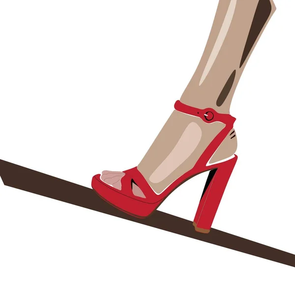 パステルを背景にしたファッショナブルな靴の中に隔離されたベクトルガールレッグ ヒールの高い靴 ハイヒールの女性足 — ストックベクタ