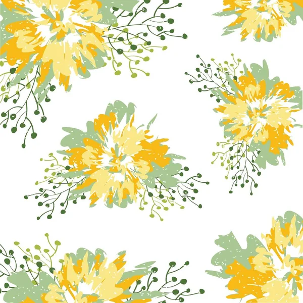 Ein Helles Muster Mit Niedlichen Pastellblättern Und Blüten — Stockvektor
