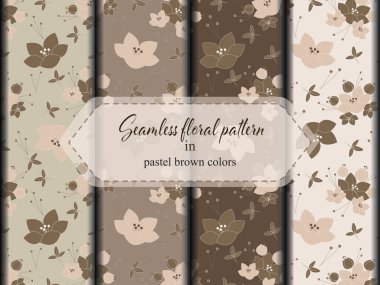 Kahverengi pastel renklerde çiçek seamless modeli. Tasarım, tebrik kartları, Duyurular, posterler için sonsuz doku .