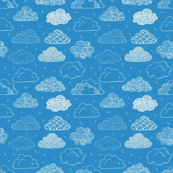 Ομοιογενές Φόντο Μπλε Doodle Σύννεφα Μπορεί Χρησιμοποιηθεί Για Γεμίσματα Μοτίβου — Διανυσματικό Αρχείο