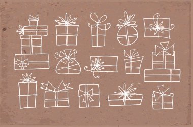 Kahverengi zemin üzerinde farklı kutular