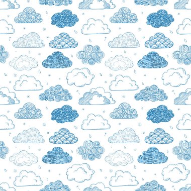 Beyaz arka plan üzerinde izole farklı mavi bulutlar