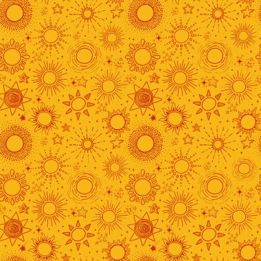 Güneş ve starson parlak turuncu arka plan