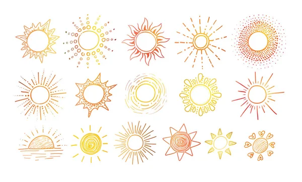 Sol Estrellas Aisladas Sobre Fondo Blanco — Vector de stock