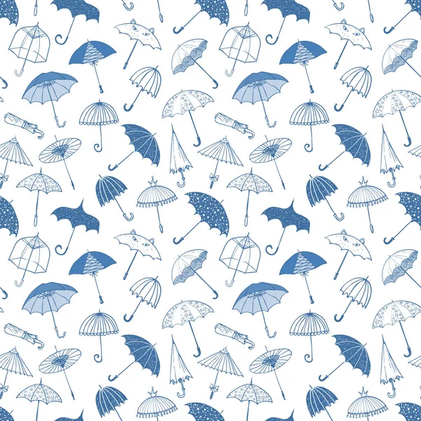 Blaue Regenschirme Auf Weißem Hintergrund — Stockvektor