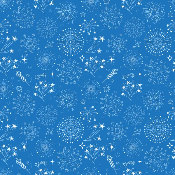 Seamless Pattern Doodle Fireworks Vector — Stock Vector
