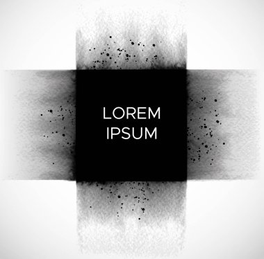 Soyut siyah mürekkep boyama beyaz arka plan üzerinde yıkayın. Geleneksel Japon resim sumi-e mürekkep. Hiyeroglif - nimet iz.