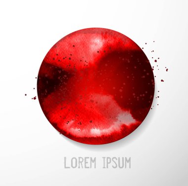 Kırmızı mürekkep boyama beyaz arka plan üzerinde büyük daire yıkayın. Geleneksel Japon resim sumi-e mürekkep. Hiyeroglif - mutluluk içerir