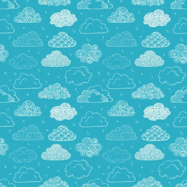 青の落書き雲とシームレスな背景は パターンの塗りつぶし Web ページの背景テクスチャに使用できます — ストックベクタ
