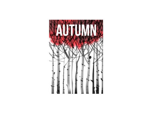 Background Stylized Image Autumn Trees Vector Illustration — Stock Vector