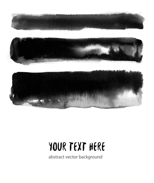 Pintura Lavado Tinta Negra Abstracta Sobre Fondo Blanco Pintura Tradicional — Vector de stock