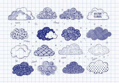 Doodle bulutlar ile sorunsuz arka plan