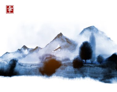 Soyut mürekkep yıkama kopya alanı ile boyama