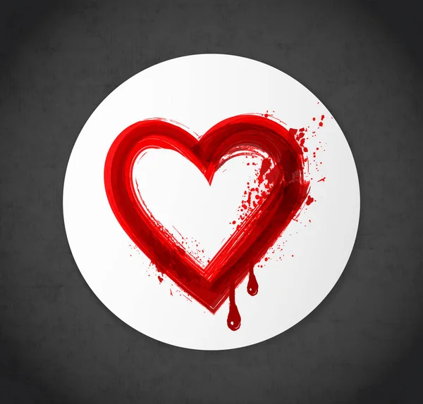 Corazón Pintado Círculo Blanco Sobre Fondo Gris — Vector de stock