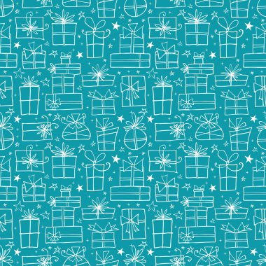 Hediye kutuları ile sorunsuz arka plan. Vektör çizim