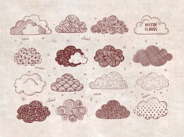 Renk arka plan üzerinde farklı bulutlar