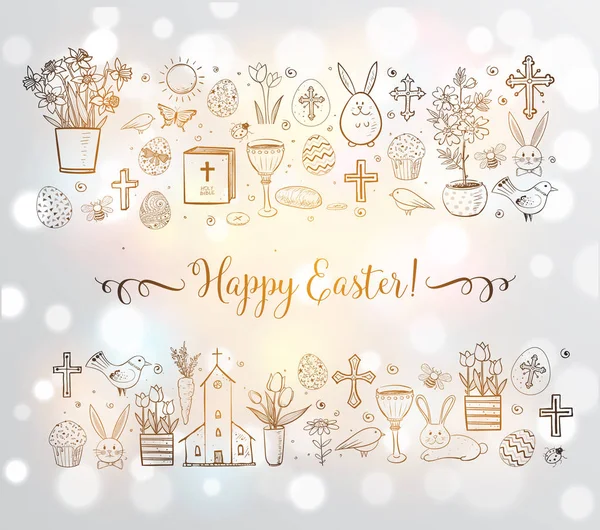 Easter Icons Vector Illustration — Stock Vector
