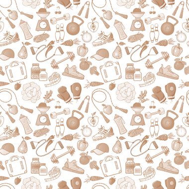 spor ve yiyecek işaretleri vektör çizim arka planı olarak