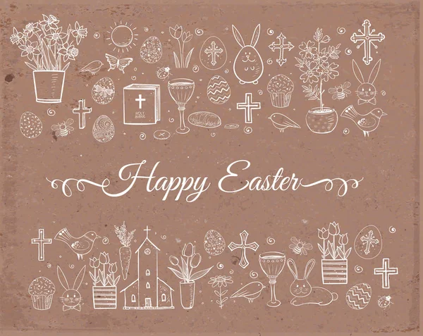 Festive Pattern Happy Easter Lettering — Stock Vector