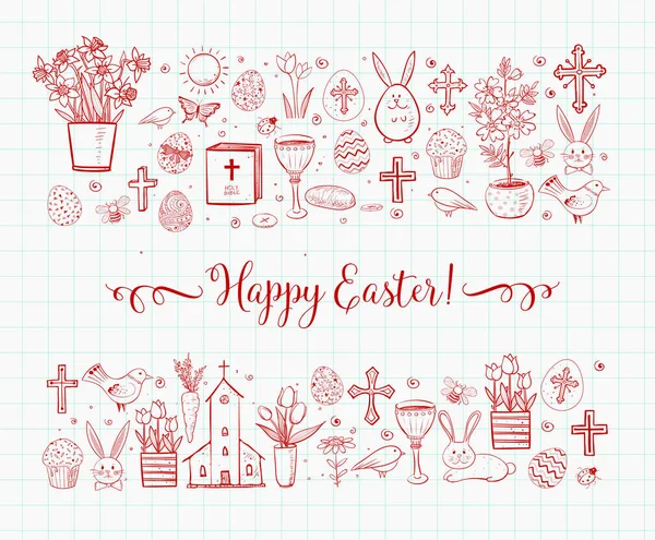 Festive Pattern Happy Easter Lettering — Stock Vector