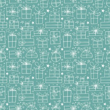 hediye kutuları ile dikişsiz desen, vektör illüstrasyon