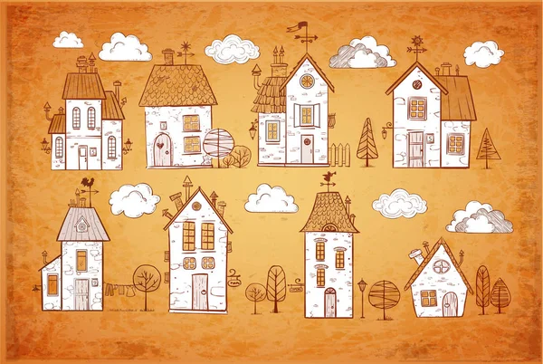 Vektor Illustration Von Stilvollen Häusern Hintergrund — Stockvektor
